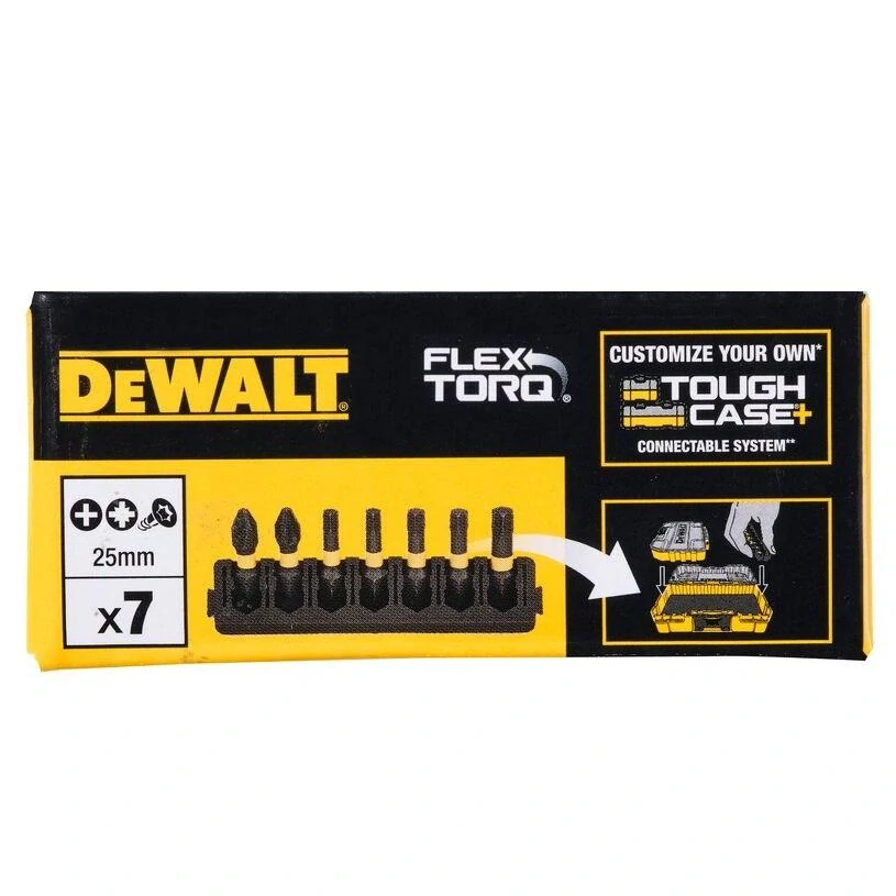DT70810 DeWALT sada torzních bitů PH, PZ, Torx 25mm FLEXTORQ, 7ks v liště do ToughCase
