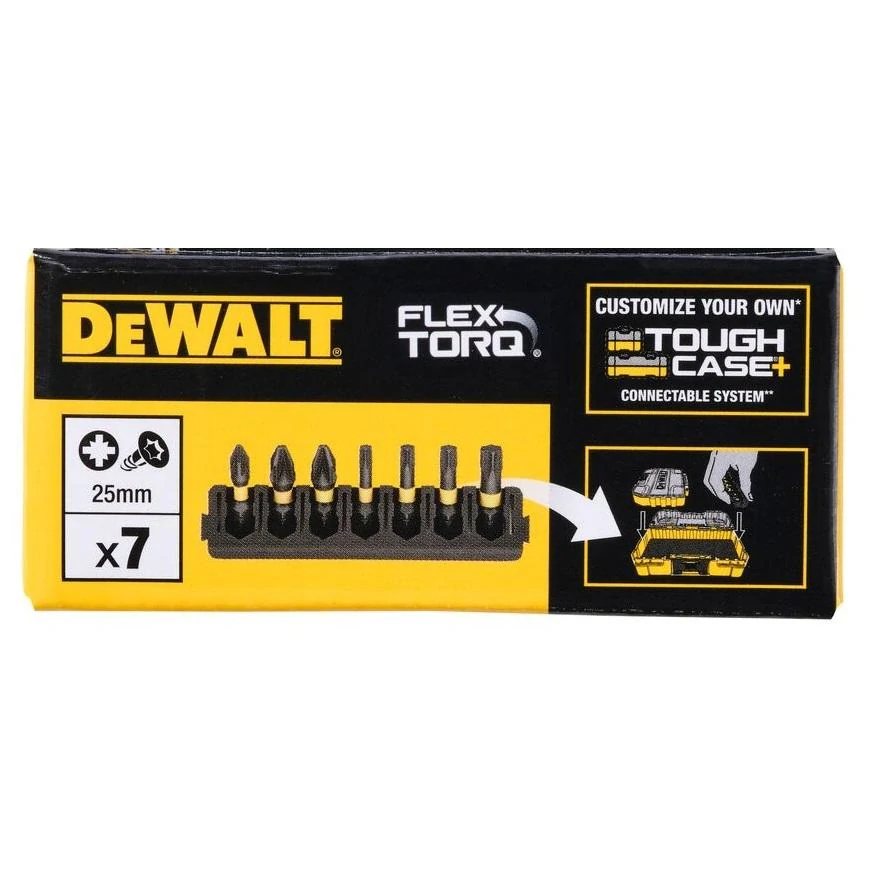 DT70813 DeWALT sada torzních bitů PZ, Torx 25mm FLEXTORQ, 7ks v liště do ToughCase