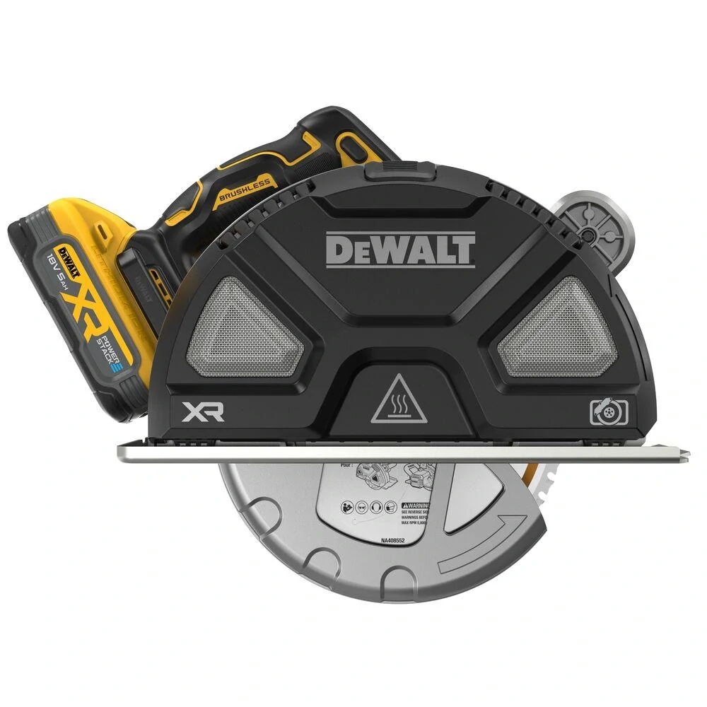 DCS383H2 DeWALT kotoučová pila 184mm pro řezání kovů 18V XR, 2x 5,0 Ah Li-Ion POWERSTACK