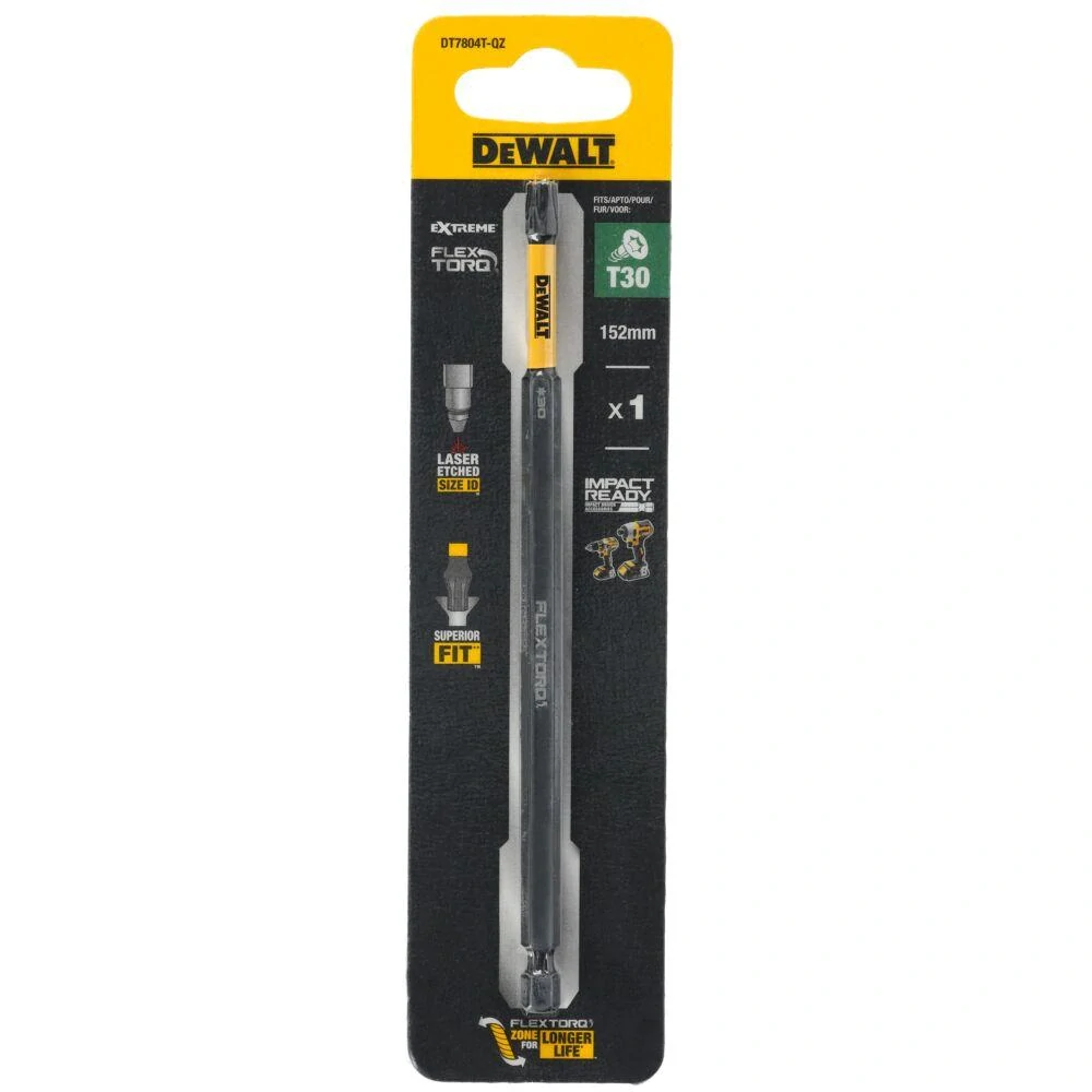 DT7804T DeWALT FLEXTORQ Prodloužený torzní šroubovací bit Torx T30 152 mm, EXTREME