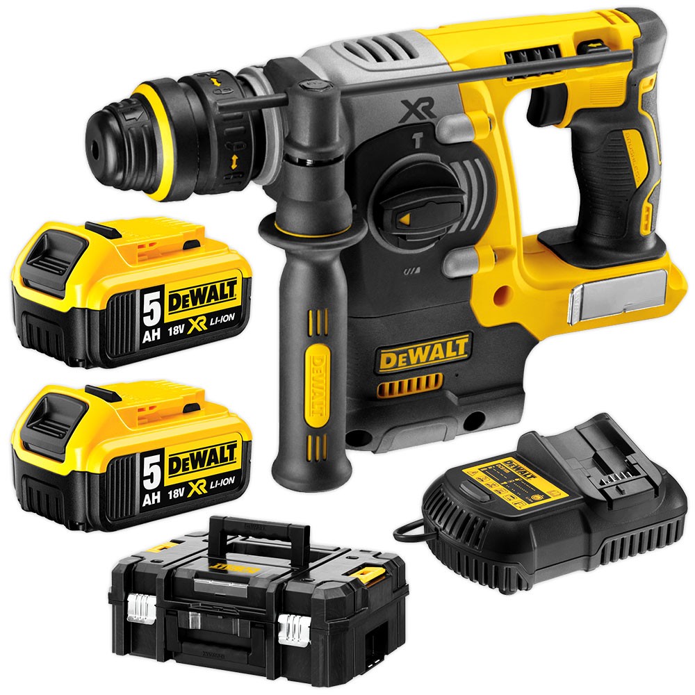 DCH274P2T DeWALT bezuhlíkové kladivo 18 V XR Li-Ion s 3 režimy a výměnným sklíčidlem