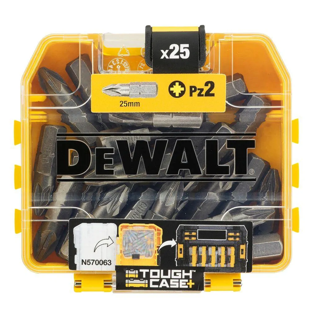 DT71521 DeWALT sada bitů PZ2, délka 25 mm, balení 25 ks, v ToughCase krabičce