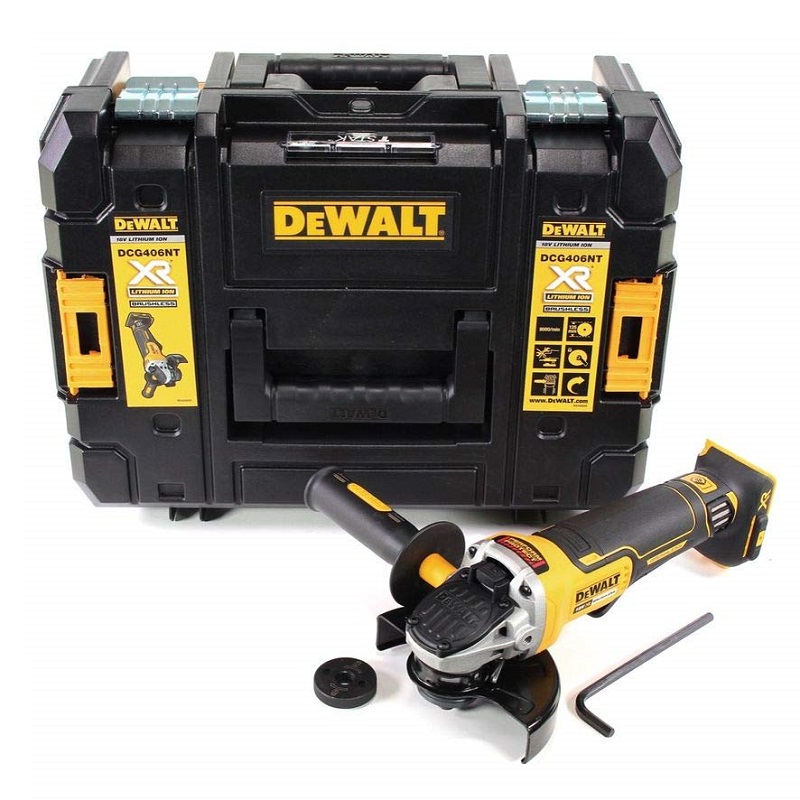 DCG406NT DeWALT Aku bezuhlíková úhlová bruska 125 mm, 18V, v kufru, samostatný stroj