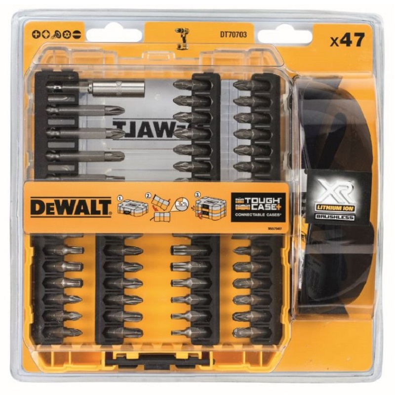 DT70703 47 dílná sada bitů a nástavců a pracovní brýle DeWALT