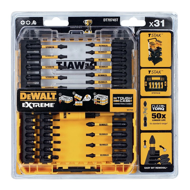 DT70745T DeWALT 31 dílná sada FLEXTORQ bitů a nástavců