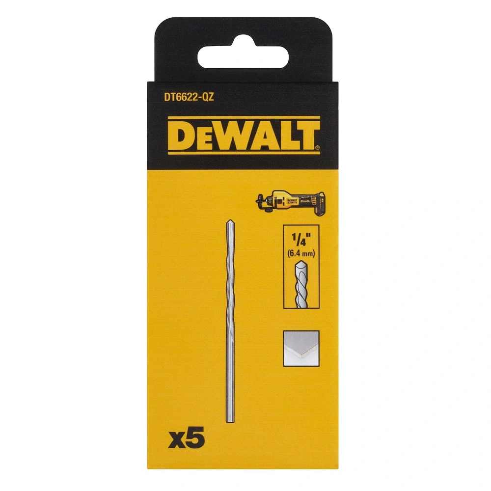 DT6622 DeWALT řezný nástroj na sádrokarton 1/4" (6,4mm) pro frézky DCE555 a DCS551, 5 ks