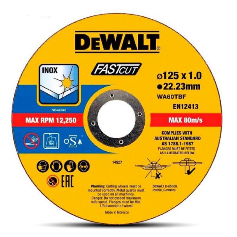 DT20540 DeWALT Řezný kotouč na nerez 125 x 1,0 mm, 100 ks