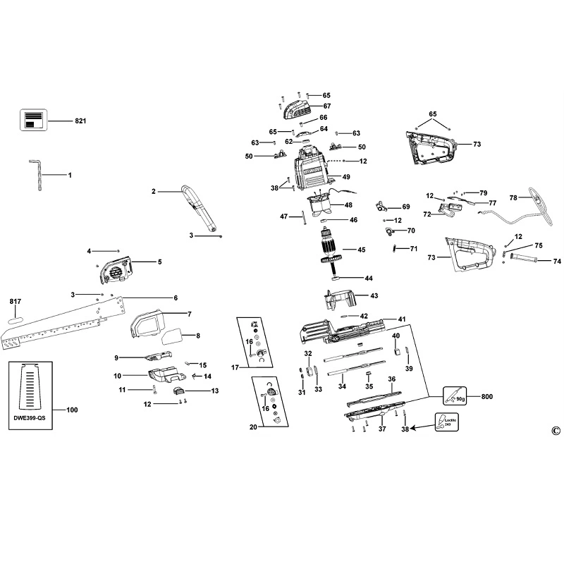 N915018 Náhradní levá svorka pro uchycení pilového listu pro pily Alligator DWE397, DWE398, DWE399, DCS397, DCS398