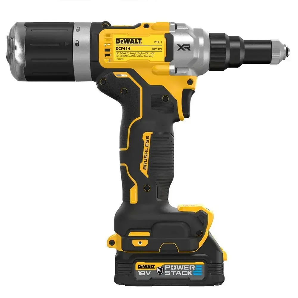 DCF414E2GT DeWALT Aku nýtovací kleště 18V XR pro nýty od 4.8 mm do 6.4 mm, 2× Li-Ion 1,7Ah POWERSTACK