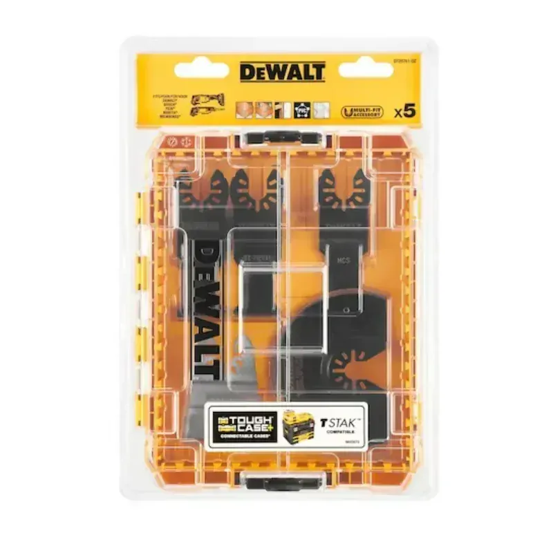 DT20761 DeWALT Smíšená sada pilových listů 5 ks,pro univerzální nářadí, pro řezání dřeva/ s hřebíky, sádrokartonu, a PVC, v TOUGH CASE