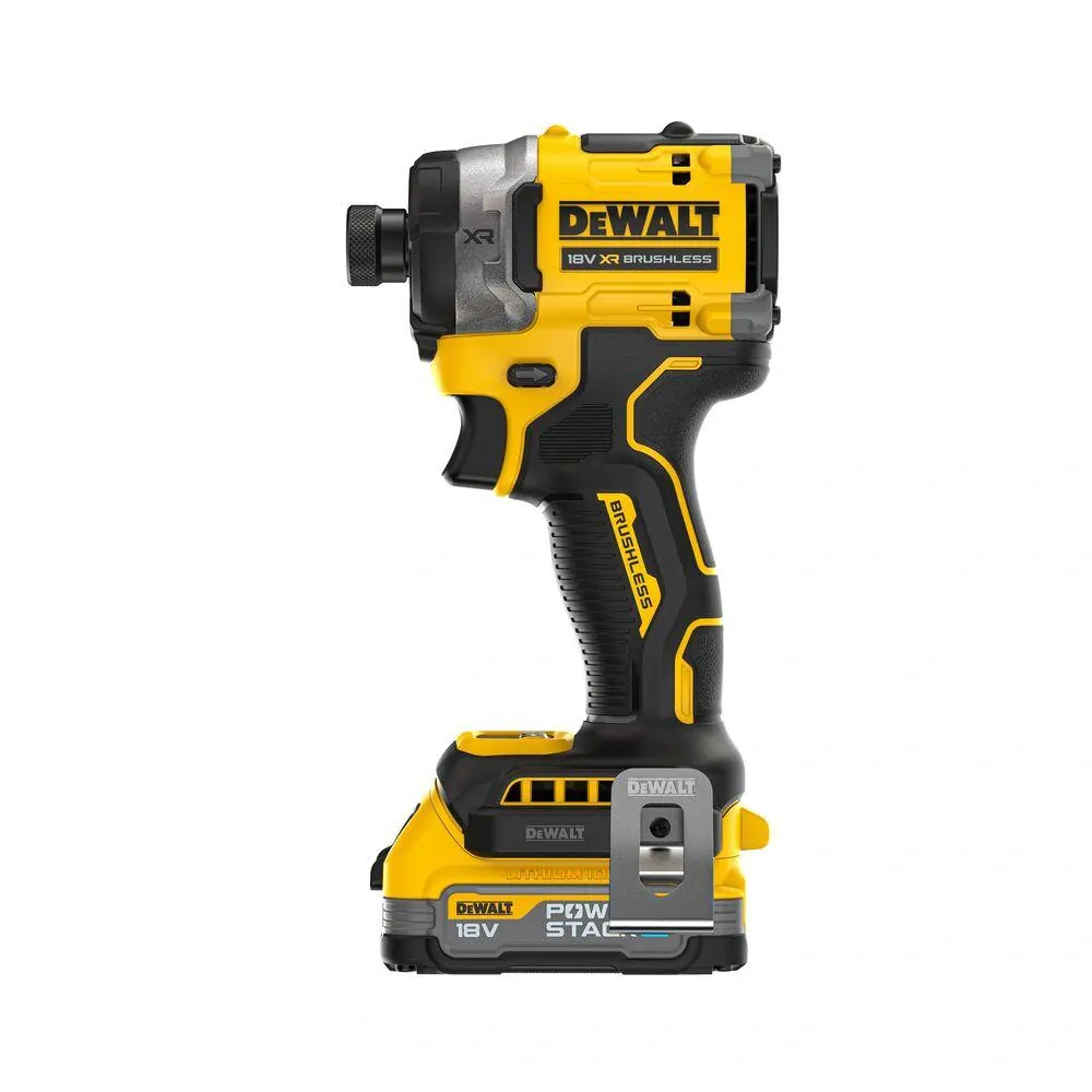 DCF860E2T DeWALT Kompaktní bezuhlíkový rázový utahovák 1/4", 282Nm, XR 18V, 2x 1,7Ah POWERSTACK, TSTAK