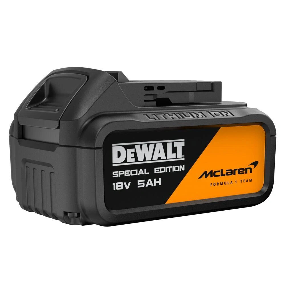 DCK2225MP2T DeWALT Aku bezuhlíková kombo sada 18V XR 2x5,0Ah rázový utahovák DCF99M a úhlová bruska 125mm DCG45M McLaren F1 Team