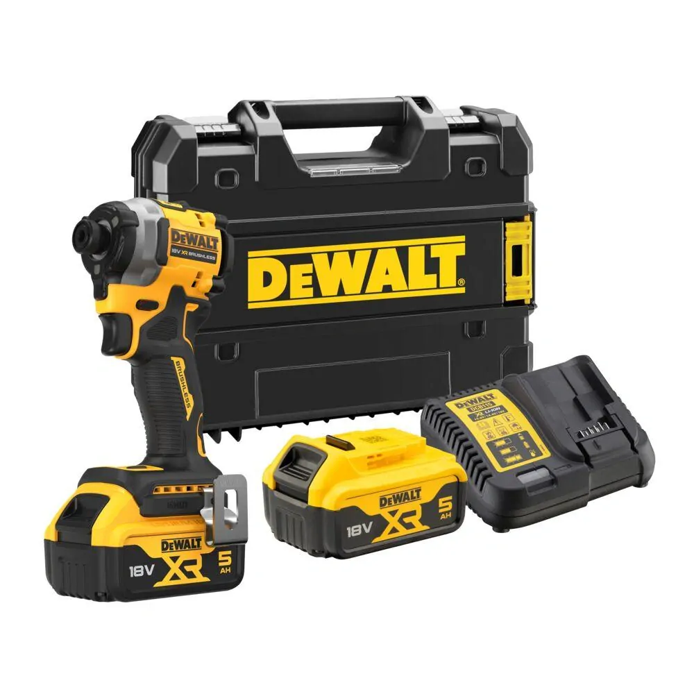 DCF850P2T DeWALT Aku bezuhlíkový rázový utahovák 1/4", 205Nm, 18V XR 2x 5,0Ah Li-Ion, TSTAK