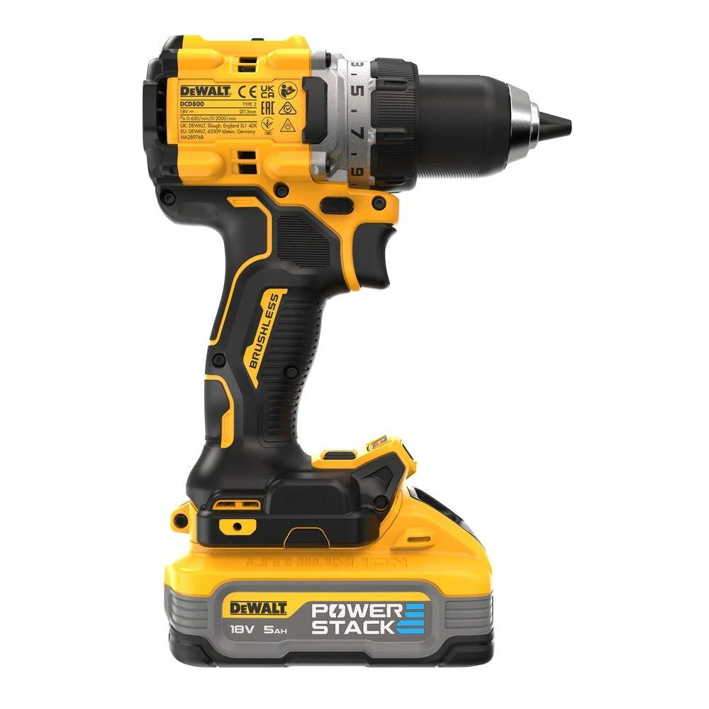 DCD800H2T DeWALT Bezuhlíková aku vrtačka XR PowerStack 18 V ,2x 5,0 Ah, TSTAK