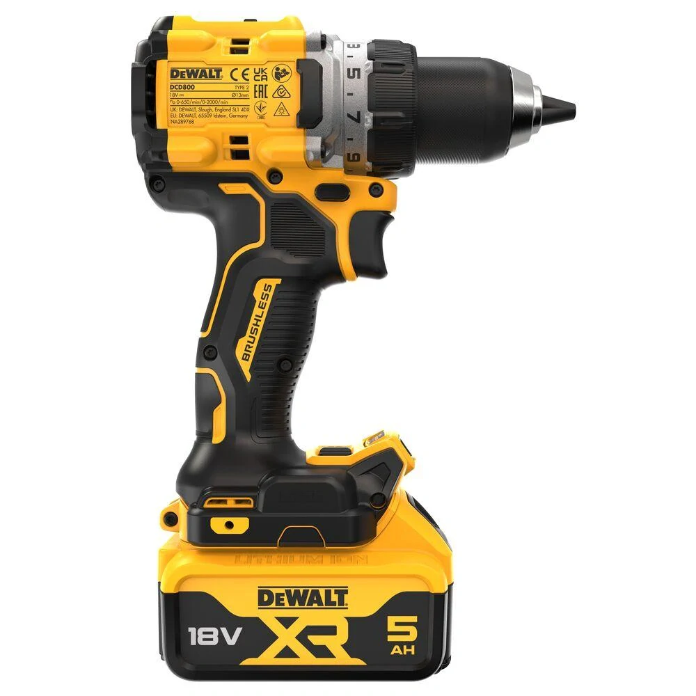 DCD800P2T DeWALT Bezuhlíková aku vrtačka XR 18V, 2x 5,0Ah Li-Ion, TSTAK