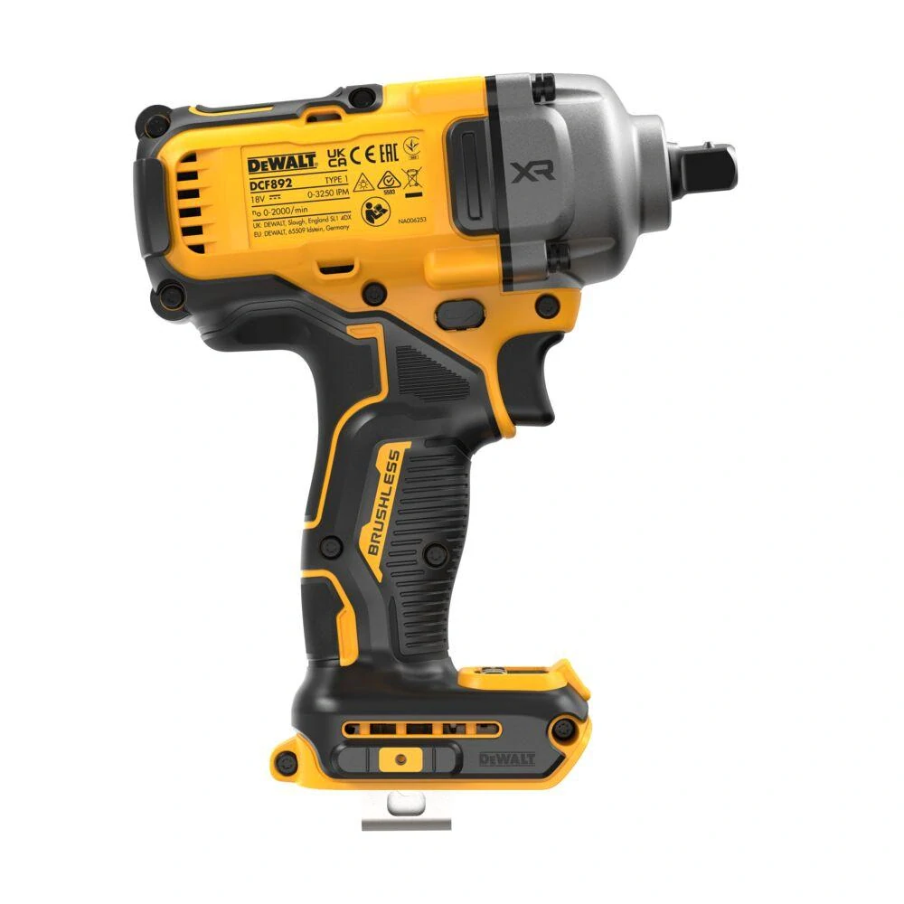 DCF892N DeWALT AKU bezuhlíkový rázový utahovák XR 18V, 813Nm, samostatný stroj