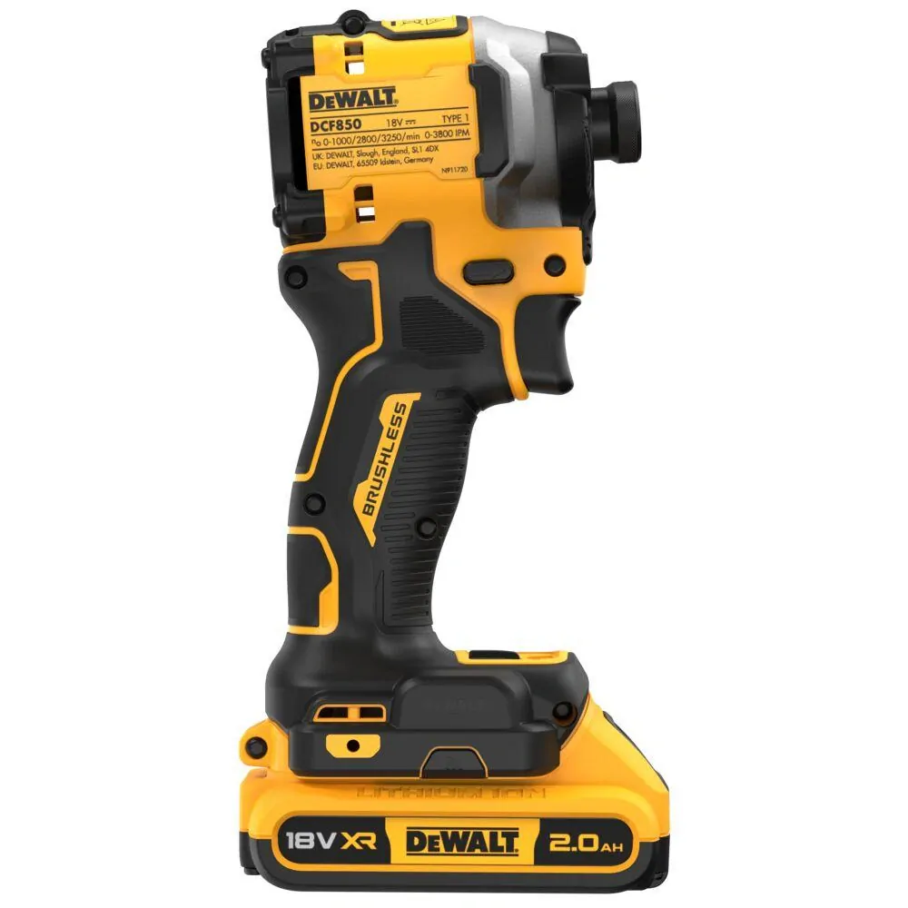 DCF850D2T DeWALT Aku bezuhlíkový rázový utahovák 1/4", 205Nm, 18V XR 2x 2,0Ah Li-Ion, TSTAK