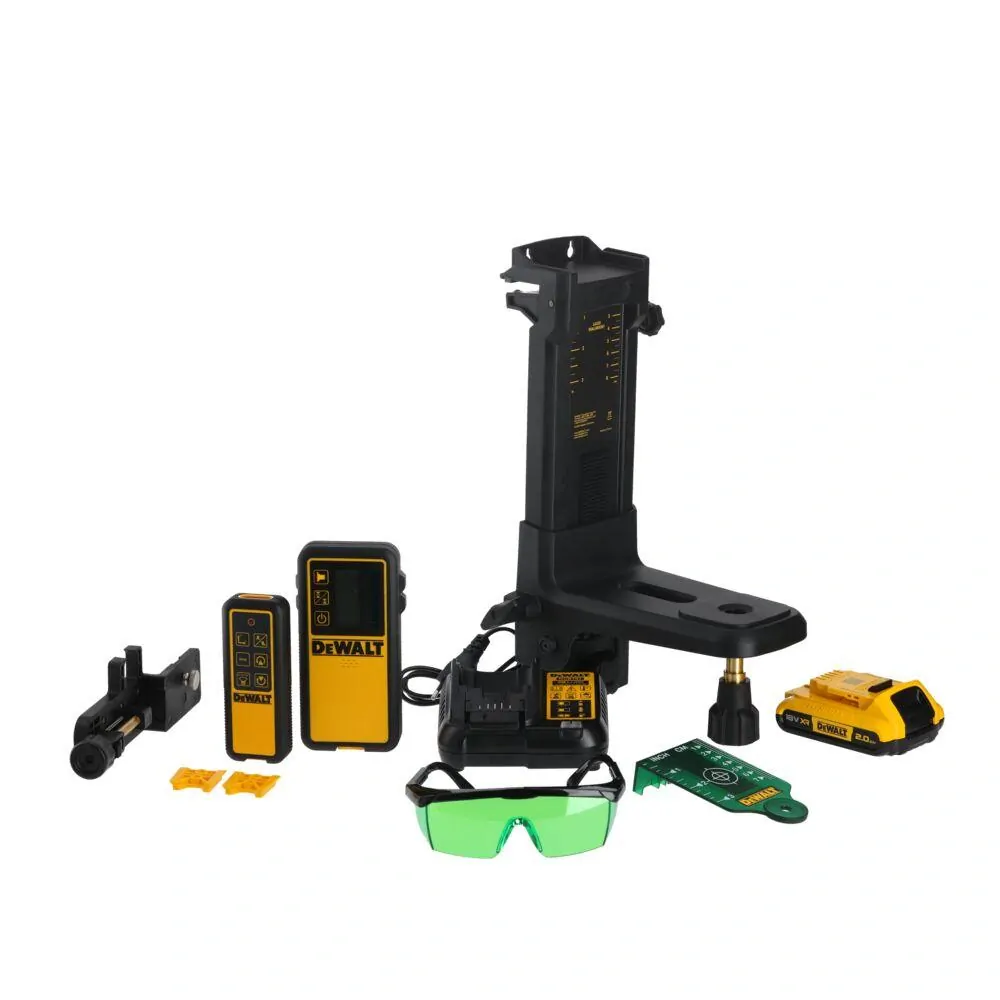 DCE079D1G DeWALT Horizontální samonivelační rotační laser s dolní a horní olovnicí zelený paprsek, 18V XR 2,0Ah, TSTAK