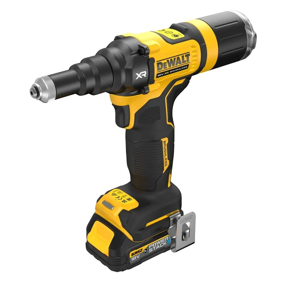 DCF403E1GT DeWALT Aku nýtovací kleště 18V XR pro nýty od 2.4 mm do 4.8 mm, 1× Li-Ion 1,7Ah POWERSTACK s GFN krytem