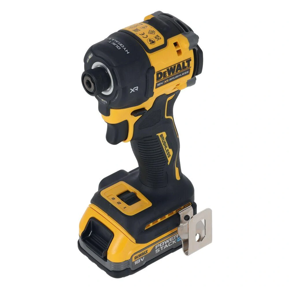 DCF870E2T DeWALT Aku hydraulický rázový utahovák 1/4 s 3 převodovými stupni, 18V Powerstack 2x1,7Ah