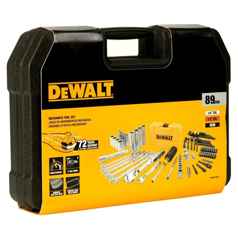 DWMT73800-1 DeWALT 89 dílná profesionální gola sada 1/4" a 1/2"