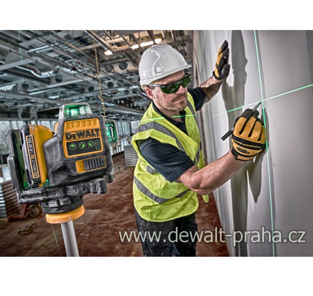 DCE089D1G+P DeWALT Aku křížový laser 360°, s přijímačem DE0892G, zelený paprsek