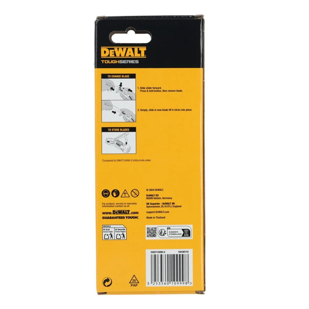 DWHT10999-0 DeWALT TOUGHSERIES ruční nůž se zasouvací čepelí a zásobníkem čepelí