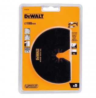 DT20728 DeWALT půlkulaté pilové listy na dřevo a PVC 100 mm, sada 5 ks