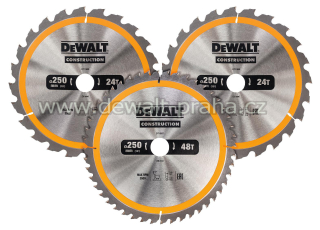 DT1963 DeWALT Sada 3 ks pilových kotoučů 250 × 30 mm