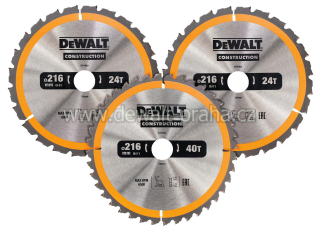 DT1962 DeWALT Sada 3 ks pilových kotoučů 216 × 30 mm