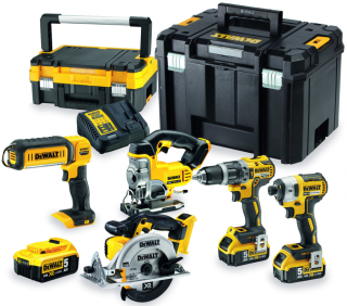 DCK551P3T DeWALT kombinovaná sada nářadí 18V 3x 5,0Ah Li-Ion XR, s kufry TSTAK