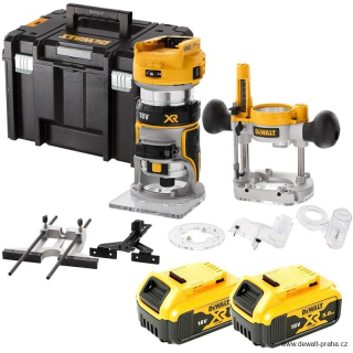 DCW604P2 DeWALT Aku kombinovaná horní frézka 18V 2x 5.0 Ah Li-Ion,v kufru TSTAK