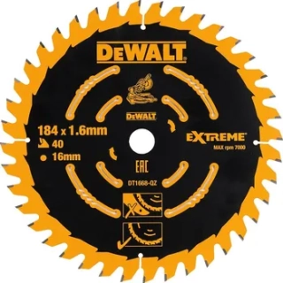 DT1668 DeWALT Pilový kotouč Extreme 184 x 16 mm, 40 zubů, ABT +7°