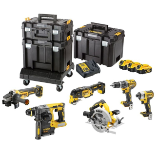 DCK685P3T DeWALT AKU kombinovaná sada XR 18V, 3x 5,0Ah Li-Ion, 3x TSTAK, Podvozek s kolečky