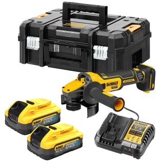 DCG409H2T DeWALT aku úhlová bruska 125 mm, XR ADVANTAGE 18V / 54V, 2x 5,0 Ah Li-Ion PowerStack, TSTAK