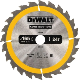 DT1934 DeWALT Pilový kotouč 165 mm x 20 mm, 24 zubů