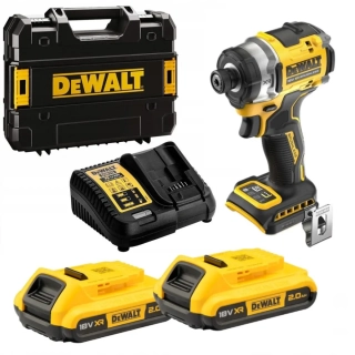 DCF860D2T DeWALT Kompaktní bezuhlíkový rázový utahovák 1/4", 282Nm, XR 18V, 2x 2,0Ah Li-Ion, TSTAK