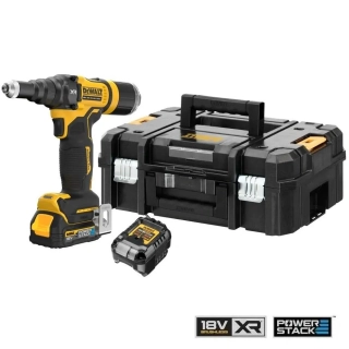 DCF403E1GT DeWALT Aku nýtovací kleště 18V XR pro nýty od 2.4 mm do 4.8 mm, 1× Li-Ion 1,7Ah POWERSTACK s GFN krytem