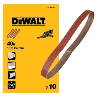 DT3604 DeWALT Brusné pásy 40G 13x457mm, 10ks, pro prstovou brusku DCM200