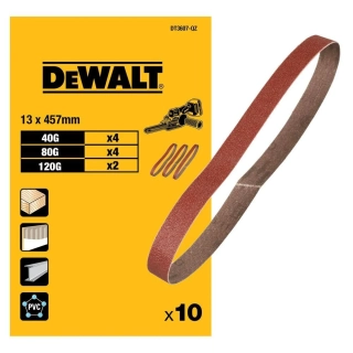 DT3607 DeWALT Brusné pásy 40G, 80G, 120G, 13x457mm, 10ks, pro prstovou brusku DCM200