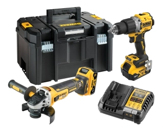DCK2026P2T DeWALT Aku bezuhlíková kombo sada 18V XR 2x5,0Ah aku vrtačka DCD800 a úhlová bruska 125 mm DCG405