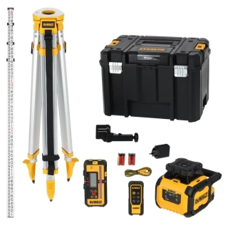DCLE15211RL DeWALT Rotační laser červený s Li-Ion baterií v sadě se stativem a měřicí latí