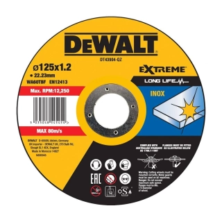 DT43904 DeWALT Řezný kotouč na nerez 125 x 1,2 mm EXTREME long live